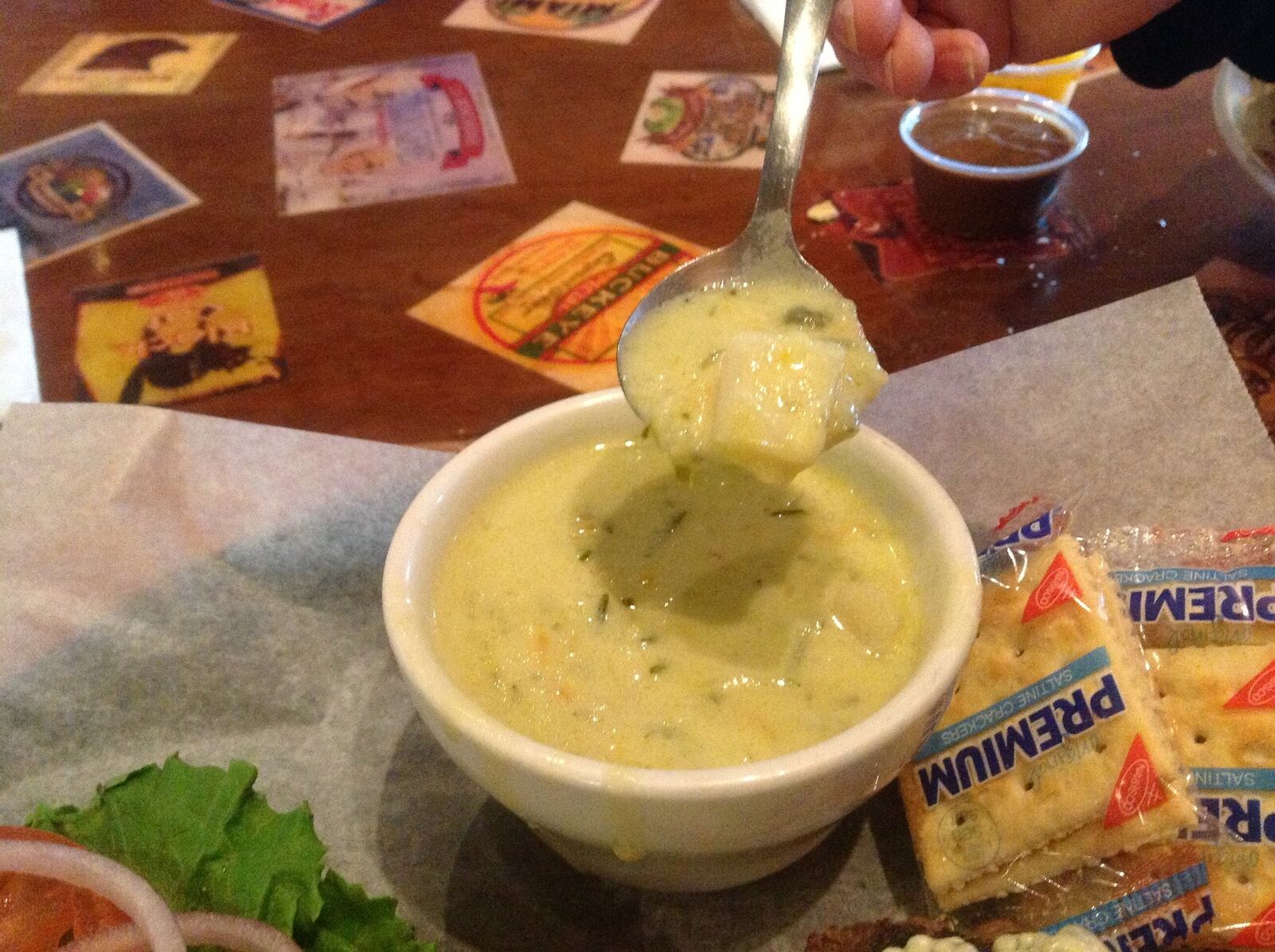 Up close and personal with Blind Bob’s pickle soup ($4 for a bowl or $2.50 for cup). (Staff photo by Amelia Robinson)