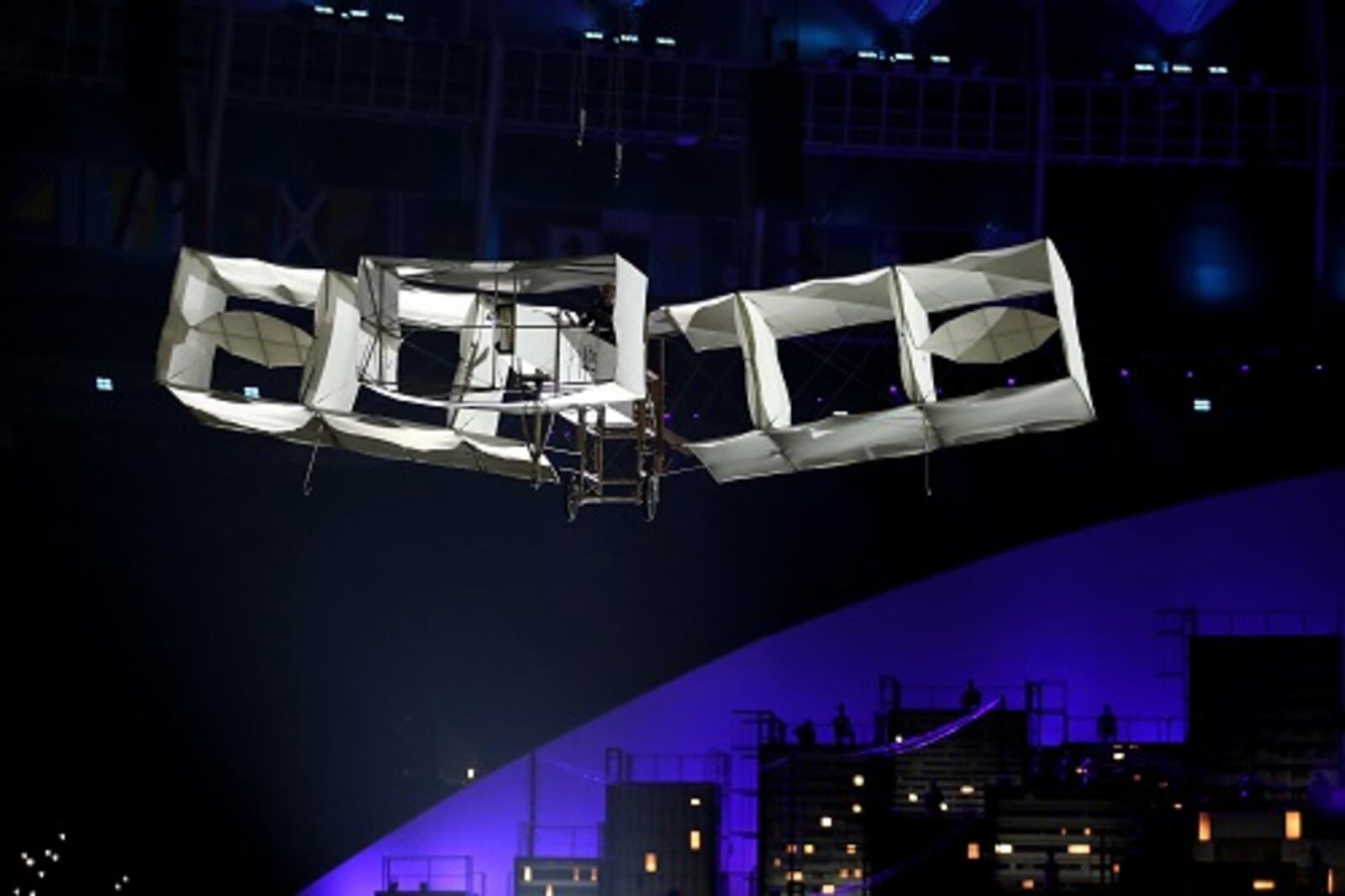 Opening Ceremony of the Rio 2016 Olympic Games at Maracana Stadium on Aug. 5, 2016, in Rio de Janeiro, Brazil, honored Alberto Santos-Dumont, who they said made the first powered flight and not the Wright Brothers. (Photo by Cameron Spencer/Getty Images)