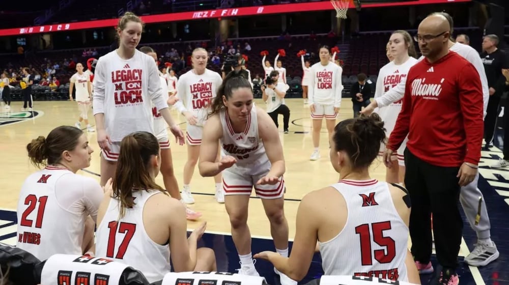 The Miami women’s basketball team defeated Kent State 65-58 in a Mid-American Conference quarterfinal game Wednesday at Rocket Arena in Cleveland. MIAMI ATHLETICS