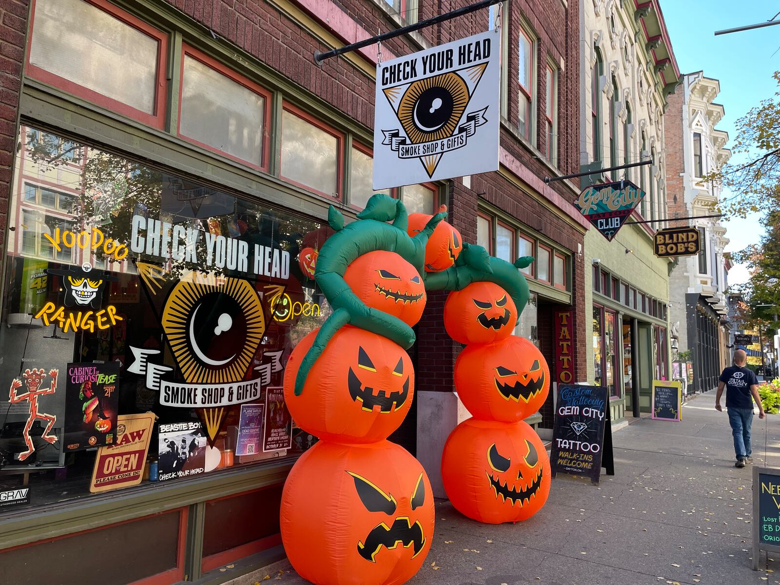 The Oregon District’s 37th annual Hauntfest returns from 7 p.m. to 1 a.m. Saturday, Oct. 28 on East Fifth Street in Dayton. Businesses like Check Your Head have already started decorating. NATALIE JONES/STAFF