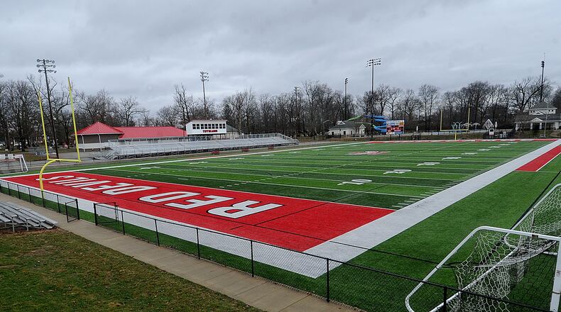 A private fundraising effort by the Tipp Pride Association has paid for new turf and a new concession/restrooms/storage building at the Tippecanoe High School Stadium at City Park. MARSHALL GORBY\STAFF