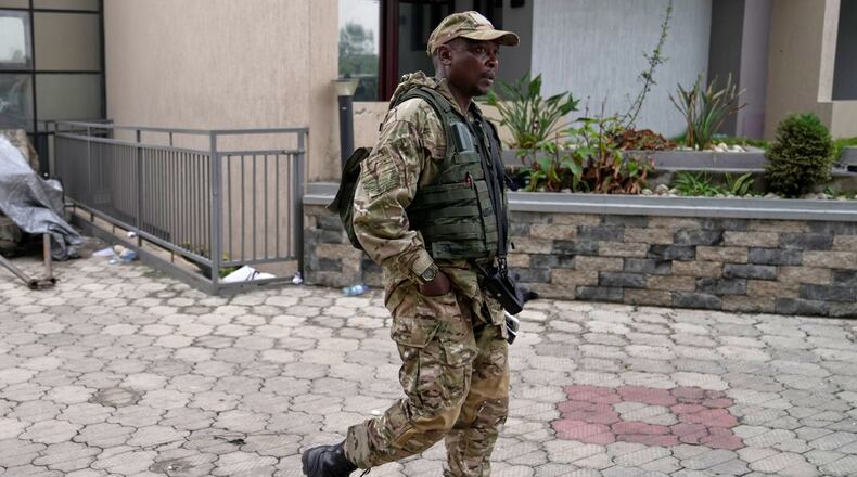 Willy Ngoma, spokesperson for the Rwanda-backed M23 rebels fighting in eastern Congo, is photographed in Goma, eastern Democratic Republic of Congo, Wednesday, Jan. 29, 2025. Willy Ngoma was killed in a drone strike Tuesday Feb. 24, 2026. (AP Photo/Brian Inganga)