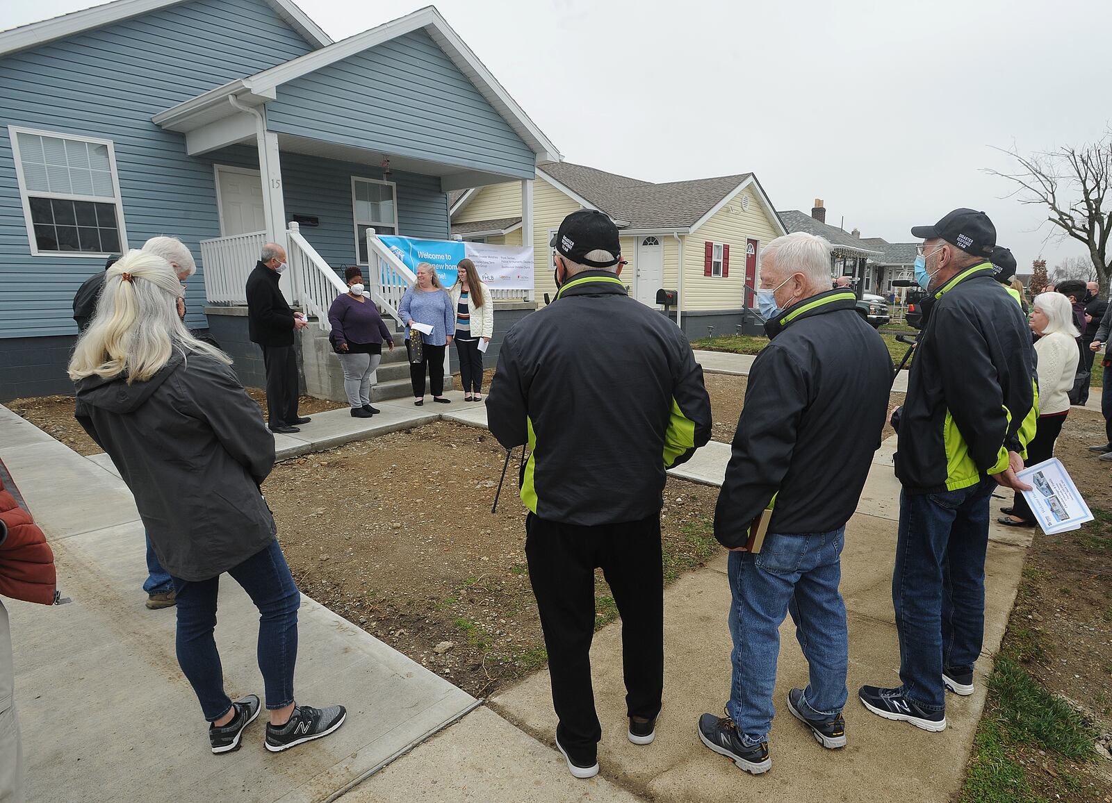 Habitat for Humanity and the Miami Valley Long-Term Recovery Operations Group welcome the Creager family home on Macready Ave. Tuesday, March 16, 2021. The Creager family home was destroyed by the 2019 Memorial Day tornados. MARSHALL GORBY/STAFF