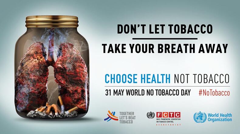 Health Promotion and Civilian Health Promotion Services will inform personnel at Wright-Patterson Air Force Base about tobacco’s dangers and provide tools to help smokers quit on World No Tobacco Day, May 31 at the Army & Air Force Exchange Services Exchange, Bldg. 1250, Kittyhawk Center, Area A, from 11 a.m. to 1:30 p.m.