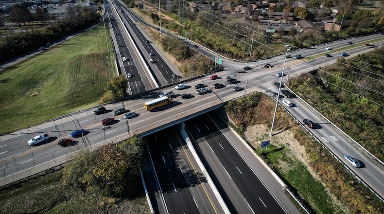 The Ohio Department of Transportation plans to reconfigure the U.S. 35/Woodman Drive interchange and rehabilitate the bridge as part of a $9.7 million project. The project, set to start in spring 2023, is targeted for completion in fall 2024. JIM NOELKER/STAFF