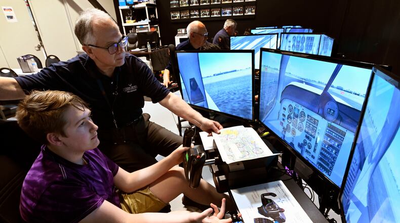 The Intro to Pilot program at the National Museum of the U.S. Air Force has been designed to inspire and educate students about a career as an Aviator. (U.S. Air Force photo by Ty Greenlees)