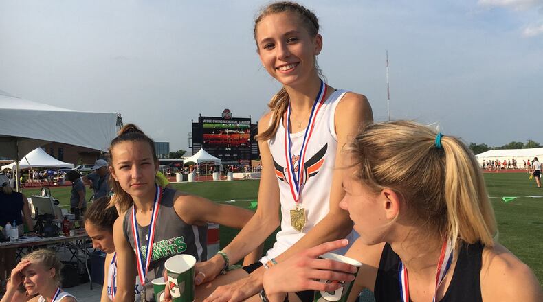 Beavercreek junior Taylor Ewert won the 3,200 meters in the D-I state track and field meet at OSU’s Jesse Owens Memorial Stadium at Columbus on Saturday, June 1, 2019. MARC PENDLETON / STAFF