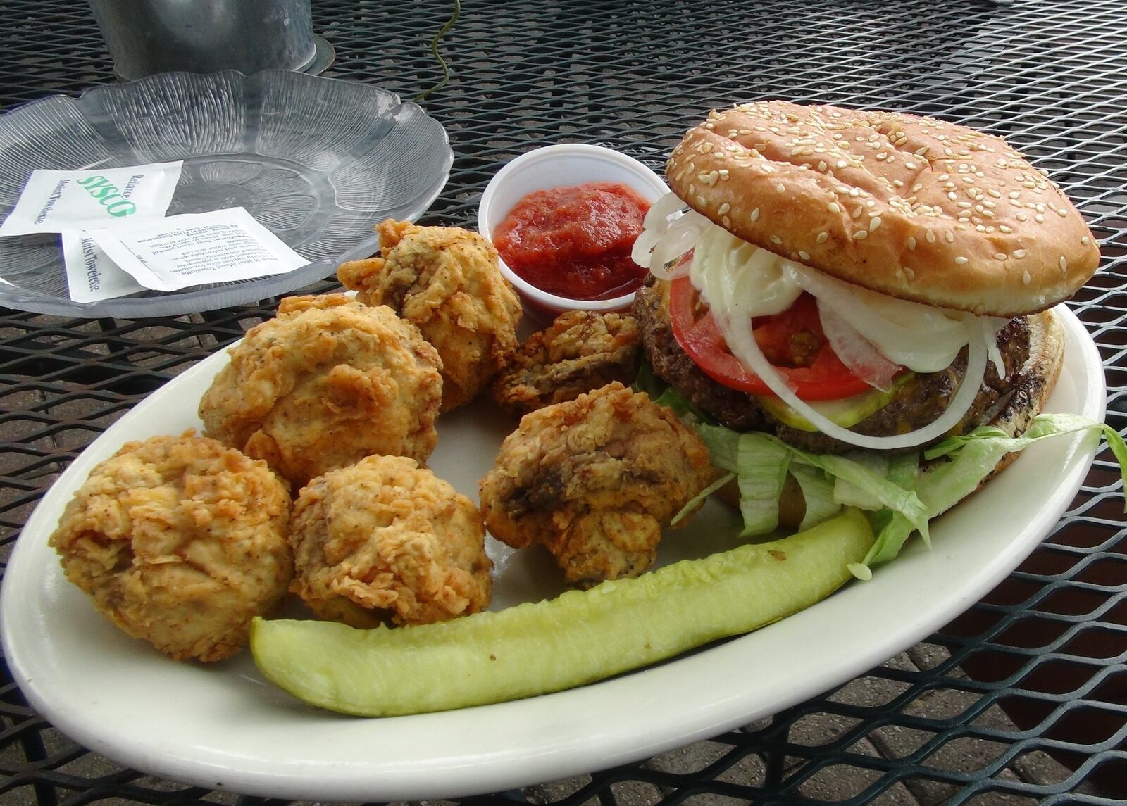 The Big Nick or Chick is one of Nick’s most popular dishes ($7.99 on the menu). It is pictured with mushrooms, the best side at the 2012 Kickin’ Chicken Wing Festival. (Staff photo by Ken-Yon Hardy)