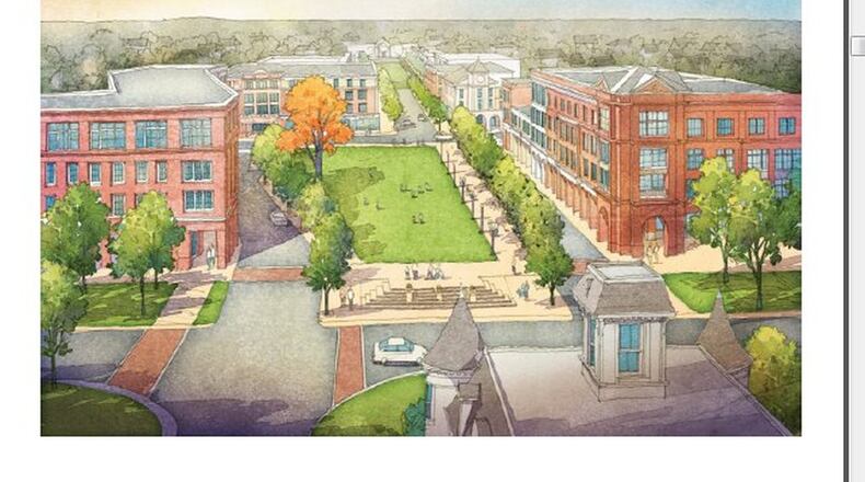 Union Village is to straddle Ohio 741. This rendering shows the first section to be built, across from Marble Hall, one of the oldest buildings on the Otterbein retirement campus.