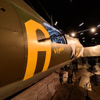 After Dark: Bombers & Brews happened at the National Museum of the U.S. Air Force on Saturday, Nov. 8, 2025. Hosted by the Air Force Museum Foundation, the ticketed after-hours 21 and up ticketed event featured food, games, trivia, caricature artist, cash bar, live music by 5 and beer samples from Fifth Street Brewpub, Heavier Than Air Brewing Co. and Warped Wing Brewing Company. Attendees had up close and personal encounters with the Memphis Belle (look-in), EC-121D Constellation (open aircraft), Boeing B-1B Lancer (open aircraft) and the Convair B-58 Hustler (look-in). TOM GILLIAM / CONTRIBUTING PHOTOGRAPHER