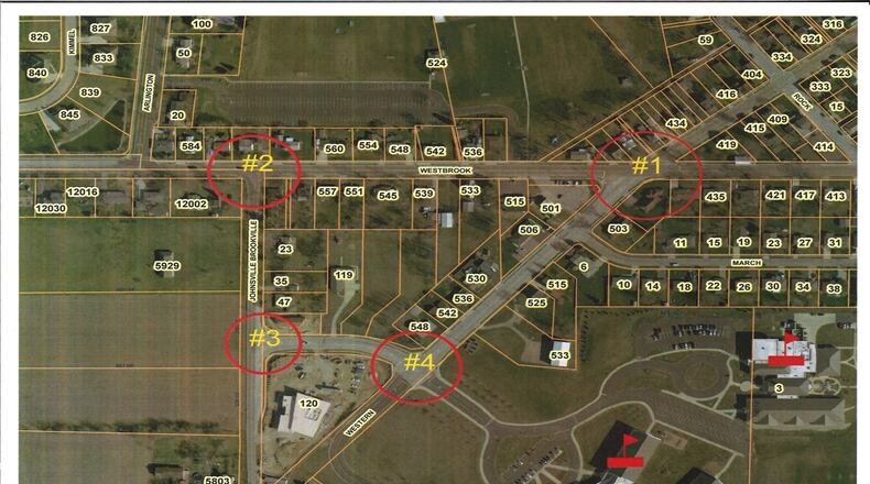 Brookville will upgrade four intersections with the help of the Ohio Department of Transportation’s Safe Routes to School grant. These are the intersections to be upgraded. CONTRIBUTED