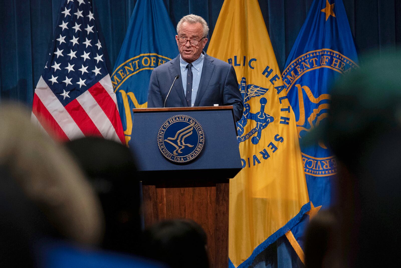 Health and Human Services Secretary Robert F. Kennedy Jr. speaks during a news conference on the Autism report by the CDC at the Hubert Humphrey Building Auditorium in Washington, Wednesday, April 16, 2025. (AP Photo/Jose Luis Magana)