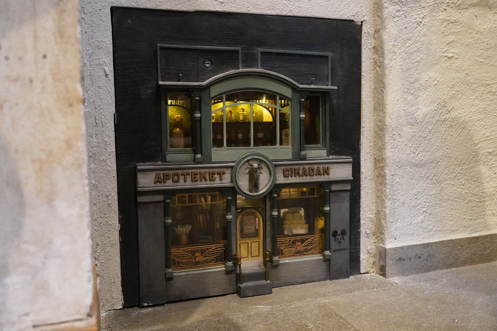 “Cicada Pharmacy” 2020 by Anonymouse on display at Skissernas Museum in Lund, southern Sweden, Friday, June 27, 2025. (AP Photo/James Brooks)