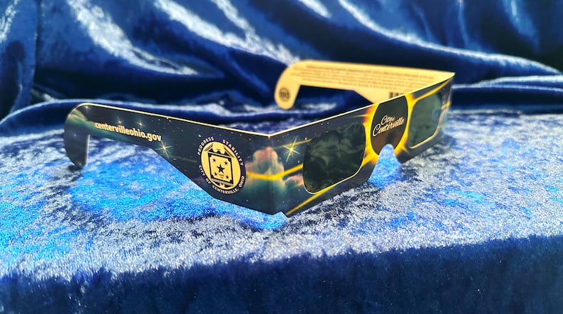 The city of Centerville will dole out 2,500 sets of solar eclipse glasses during a giveaway event March 15 at Cornerstone Park. The solar eclipse will occur Monday, April 8, 2024. CONTRIBUTED