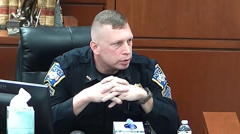 Middletown Police Sgt. Dennis Jordan testified Wednesday, Jan. 4 in the Warren County Common Pleas Court trial of Christopher Hubbard, who is charged with wounding him in a shootout in August 2020. WARREN COUNTY COMMON PLEAS COURT