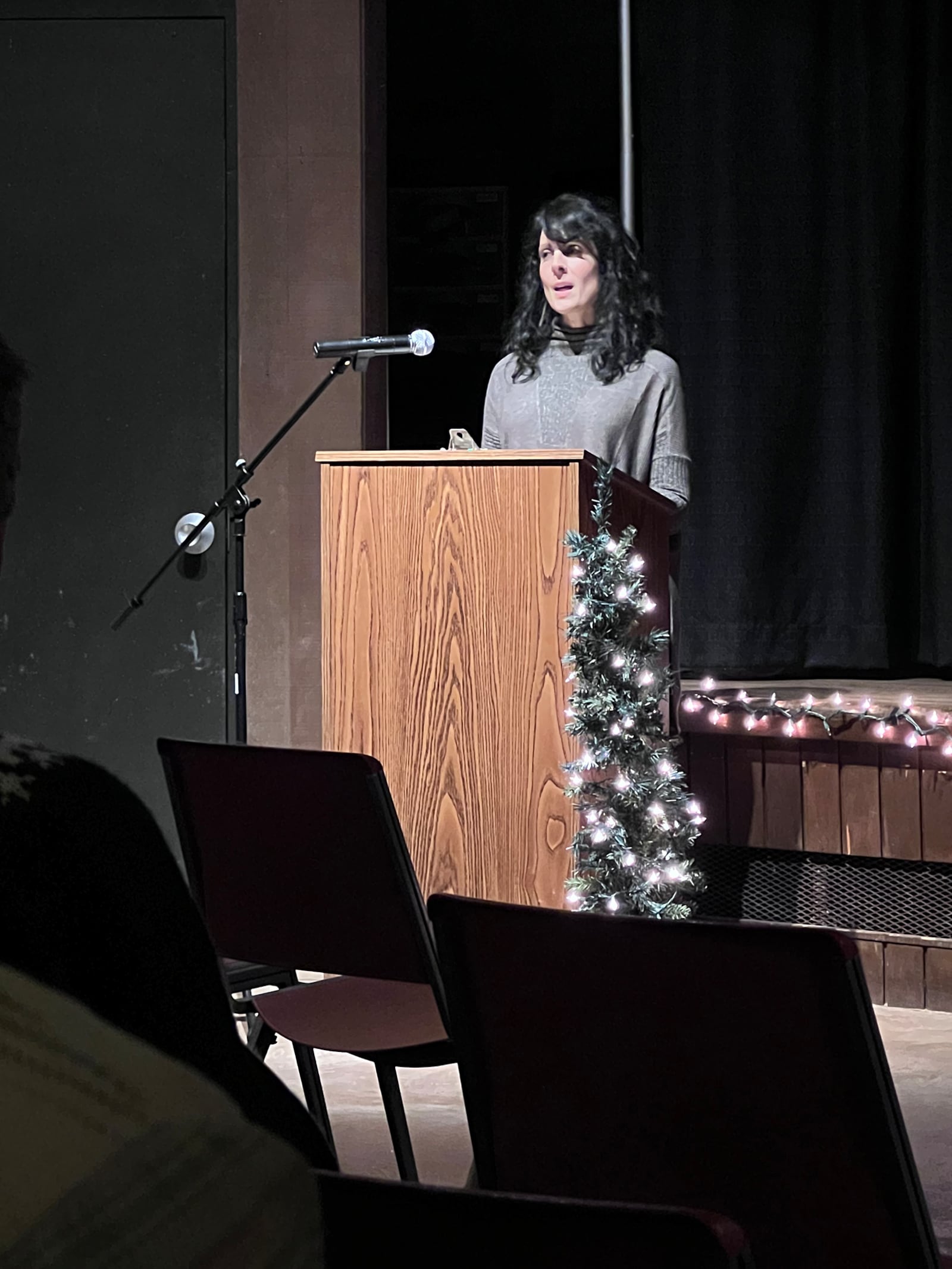 Erica Paulson has always written poetry. She is shown at the annual winter Solstice Poetry Reading in the Glen Helen auditorium in 2022. CONTRIBUTED