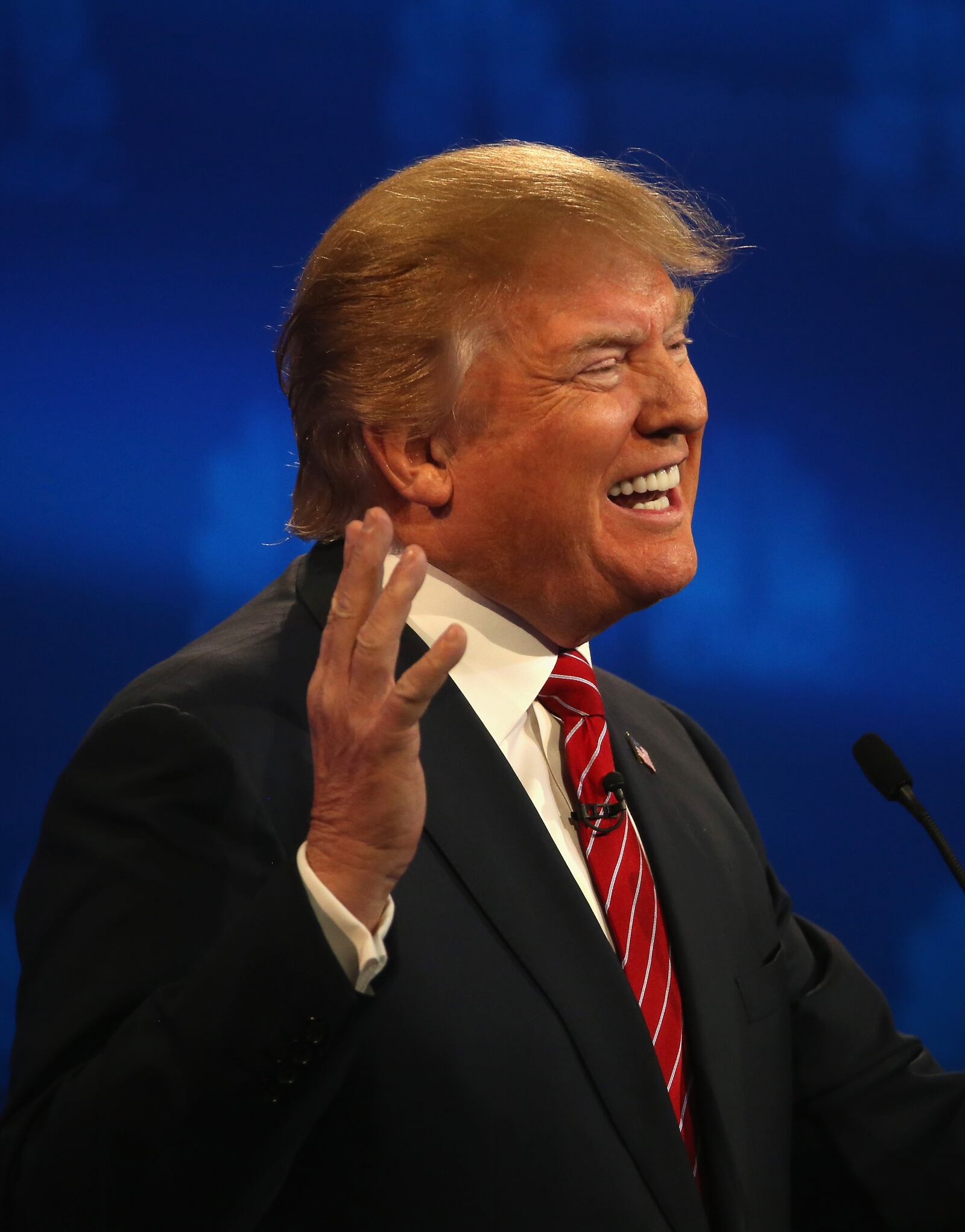 BOULDER, CO - OCTOBER 28: Presidential candidates Donald Trump speaks during the CNBC Republican Presidential Debate at University of Colorados Coors Events Center October 28, 2015 in Boulder, Colorado. Fourteen Republican presidential candidates are participating in the third set of Republican presidential debates. (Photo by Justin Sullivan/Getty Images)