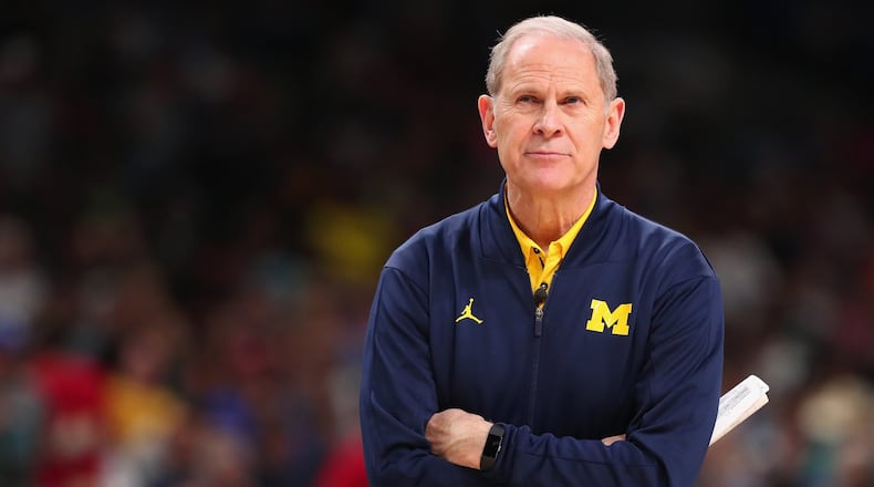 Michigan head coach John Beilein looks on during practice before the 2018 Men’s NCAA Final Four at the Alamodome on March 30, 2018 in San Antonio. The well-traveled Beilein will look to get his first national championship on Monday when his Wolverines take on Villanova. CREDIT: Tom Pennington/Getty Images