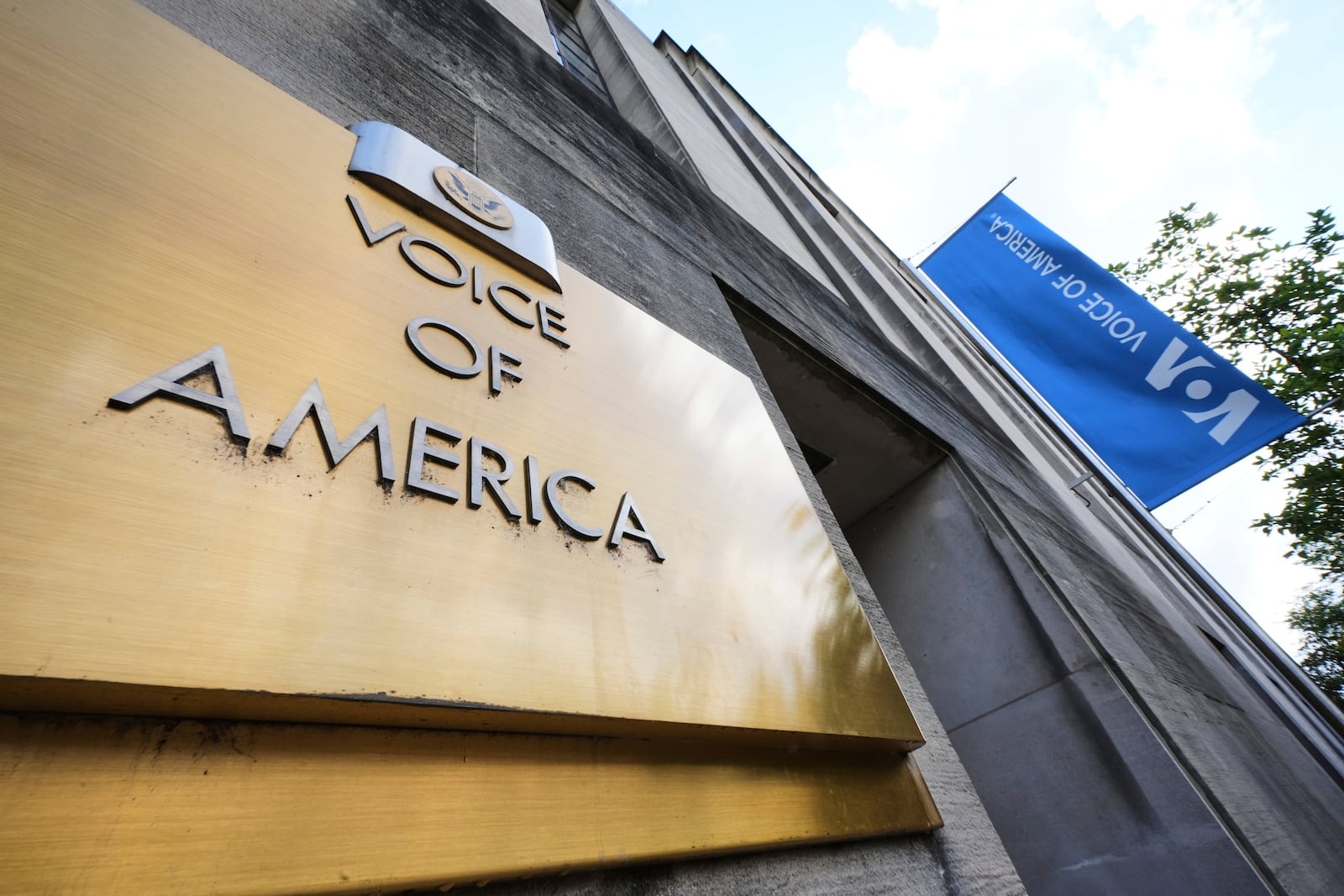 FILE - This is the Voice of America building in Washington, May 5, 2025. (AP Photo/Gene J. Puskar)