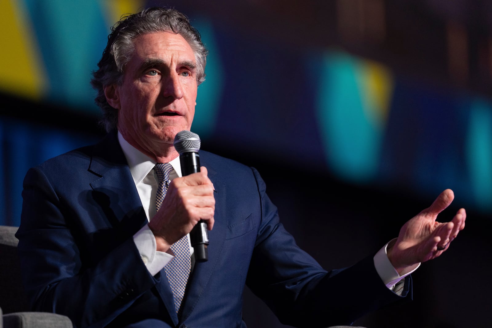 Interior Secretary Doug Burgum speaks during the annual Alaska Sustainable Energy Conference on Tuesday, June 3, 2025, in Deadhorse, Alaska. (AP Photo/Jenny Kane)
