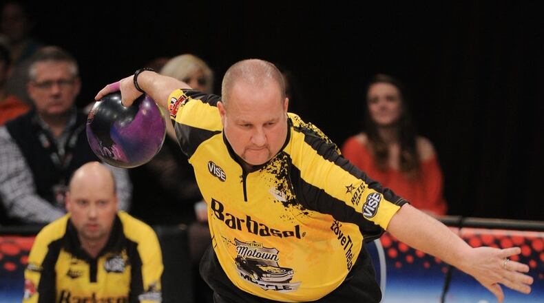 Kettering bowler Brian Kretzer, shown here in January 2014 in Allen Park, Michigan during the PBA League quarter finals between the Detroit Motown Muscle and New York King Pins, has been competing for three decades. Photo contributed by Tim Fuller-PBA