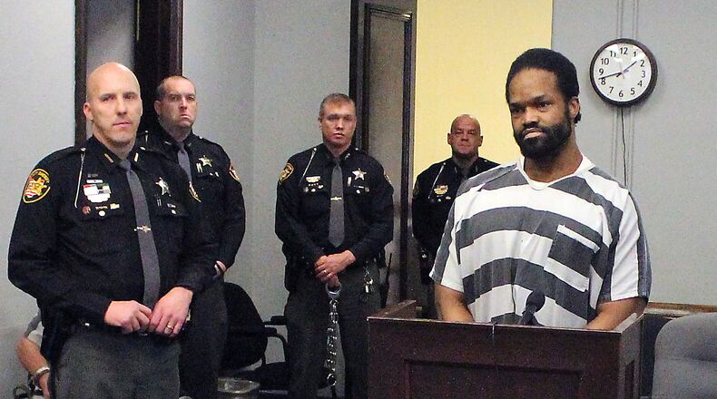 Prentiss Hare is arraigned on aggravated murder charges in Clark County Common Pleas Court. JEFF GUERINI/STAFF