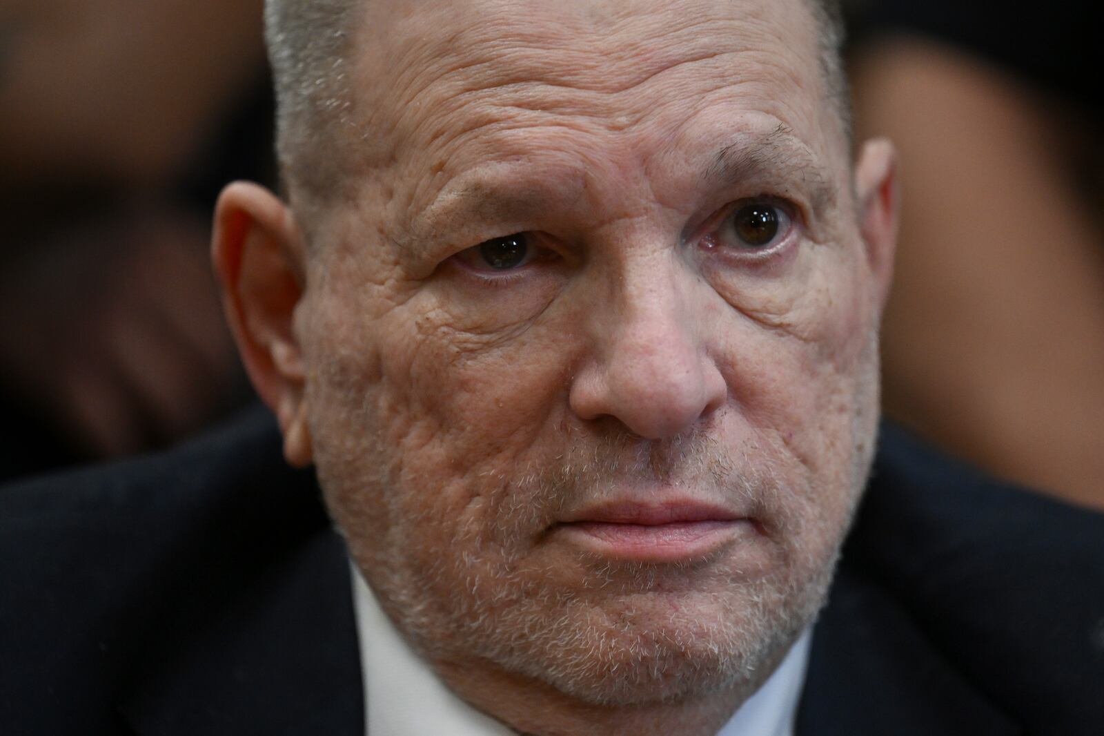 Former film producer Harvey Weinstein appears in court for his retrial at Manhattan Criminal Court in New York, Tuesday, April 15, 2025. (Angela Weiss/Pool Photo via AP)
