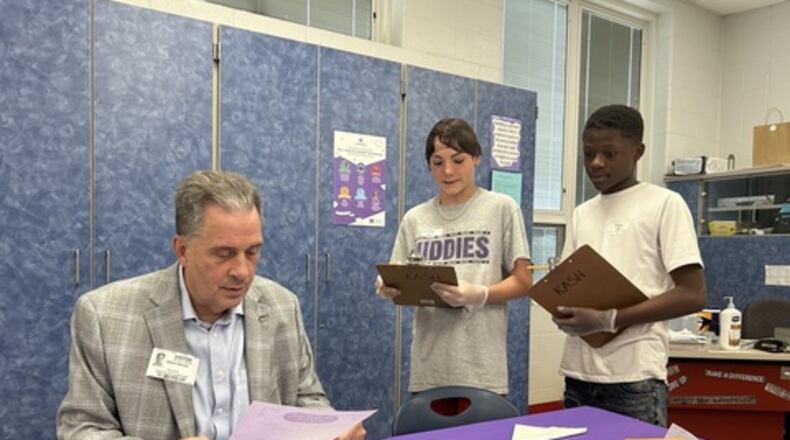 Students at Middletown's Highview 6th Grade Center recently put together a taco meal presentation for local business leaders and the adults came away sated and impressed. After learning about the fields of business, marketing and management, students in Marnie Kash's class applied their knowledge to running their own business, which in this case, is "Highview Top of the Tacos." Local businesses and community organizations helped with some business people also serving as judges. CONTRIBUTED