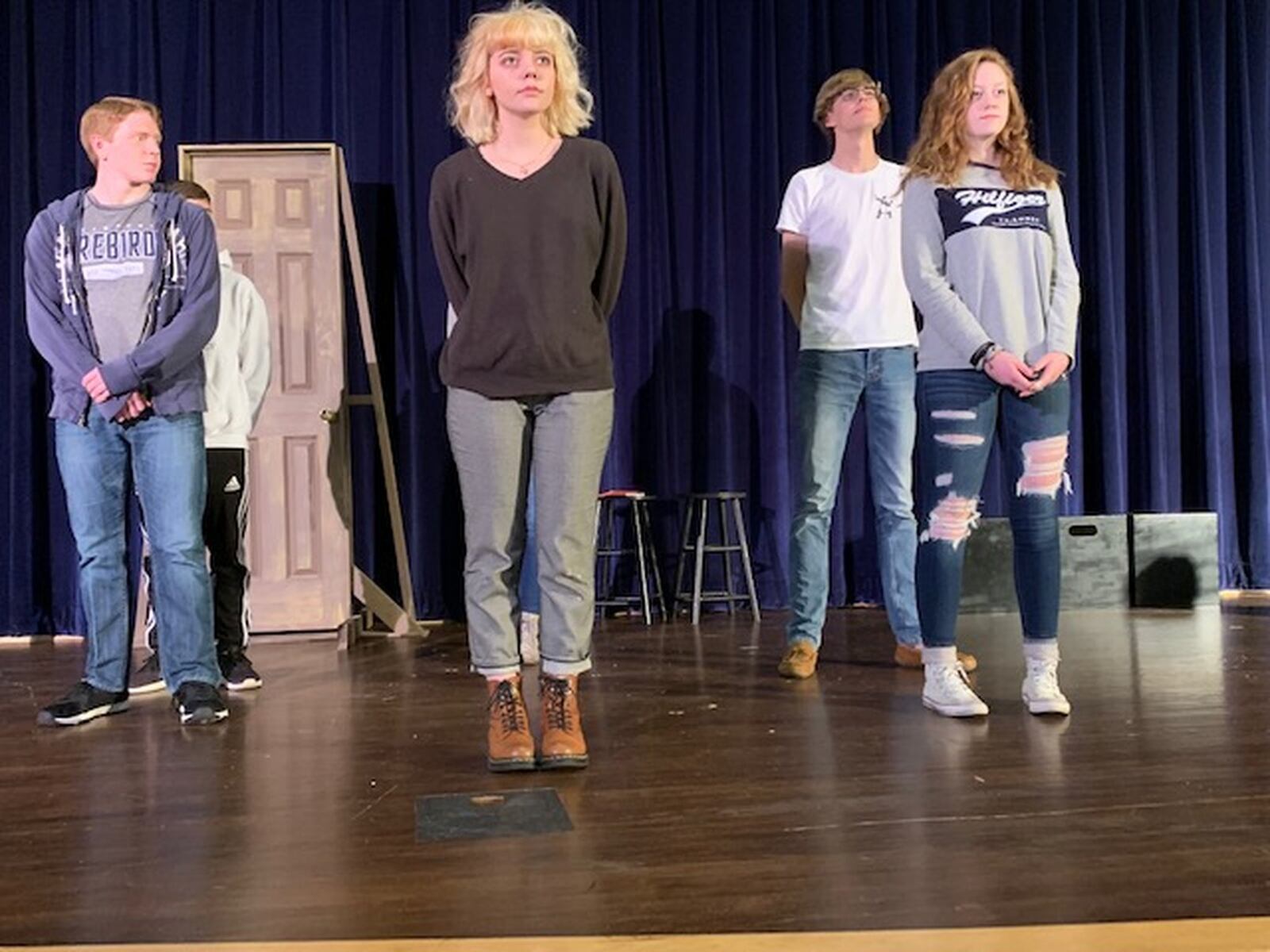 Actors rehearsing for The Elephant Man include (L to R) Spencer Stapleton, Allison Hoffmann, Nic Mellott and Sydney Wright. CONTRIBUTED