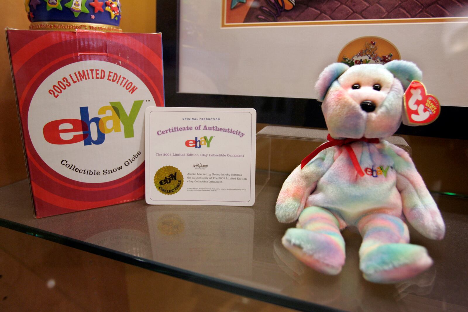 FILE - An authentic Beanie Baby is seen on display at eBay's San Jose, Calif. headquarters on Oct. 17, 2007. (AP Photo/Paul Sakuma, file)