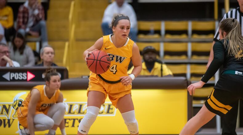 Kasey Hughes of Baldwin Wallace during a game vs. Saint Vincent Ursprung Gymnasium in Nov. 2019. Steven Schuster/CONTRIBUTED