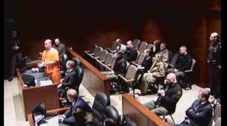 Inmate Jack Welninski apologizes to the victim’s family during his sentencing Thursday in a death penalty case in Warren Warren County. STAFF/LAWRENCE BUDD