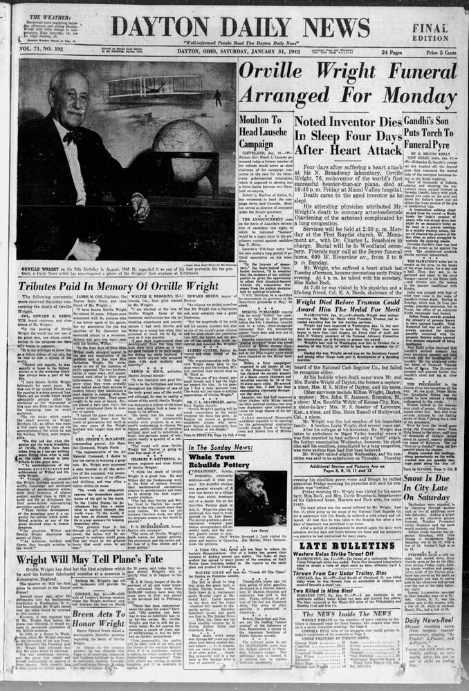 Orville Wright funeral