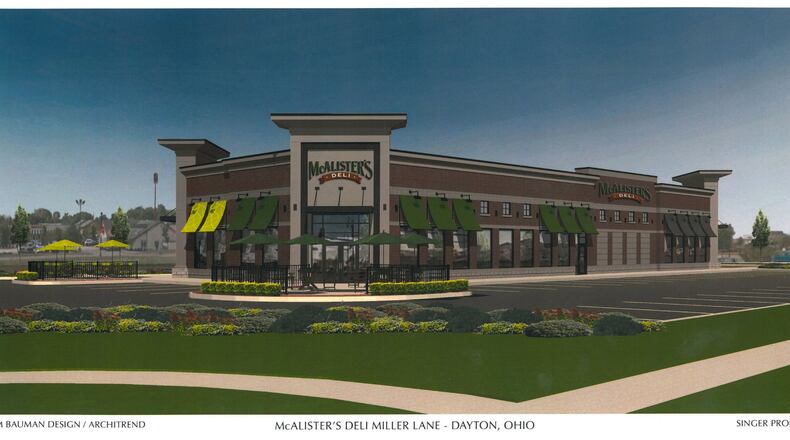 An artist’s rendering of the McAlister’s Deli coming to Miller Lane in Butler Twp.