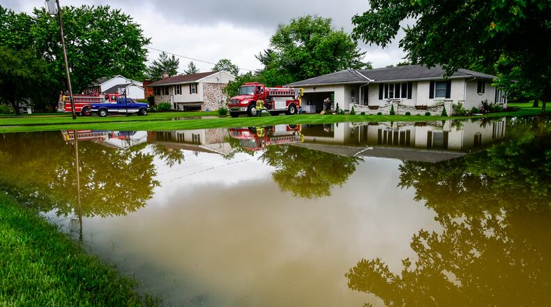 Butler County didn’t experience flooding like other counties did on Friday. Pictured here is flooding from a recent that hit Seven Mile hard. NICK GRAHAM/STAFF