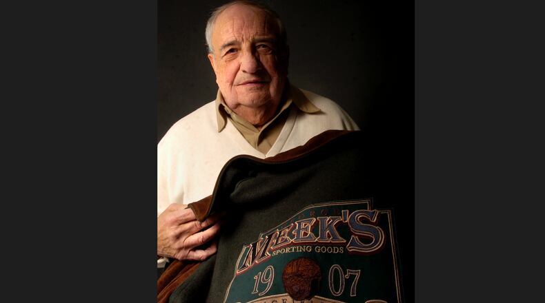 Don Rinker, who spent 55 years at George E. Meek & Co., is shown with this special commemorative blanket in 2007 photo. Staff photo by Marshall Gorby