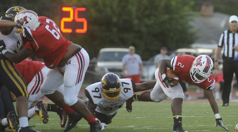Wayne senior running back Fred Pitts ran for a career-high 188 yards and scored on a 50-yard dash in a 35-17 defeat of visiting Moeller on Friday, Sept. 2, 2016. MARC PENDLETON / STAFF