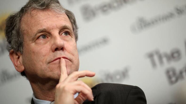WASHINGTON, DC - FEBRUARY 12: Sen. Sherrod Brown (D-OH) answers questions during a breakfast roundtable February 12, 2019 in Washington, DC. Brown, a potential Democratic presidential candidate, met with reporters to discuss a range of topics at the Christian Science Monitor press breakfast. (Photo by Win McNamee/Getty Images)