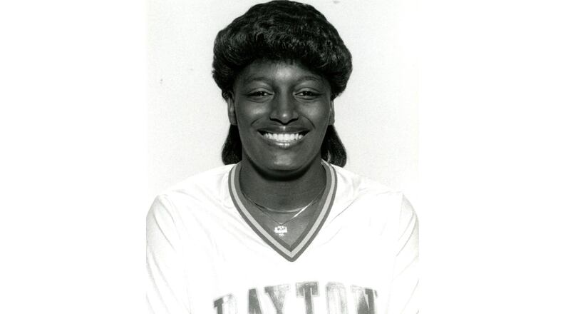 Tobette Pleasant, an undersized post player for the Dayton Flyers in the late 1980s, was the team’s MVP as a junior and a senior and ended her career with 1,308 points and 783 rebounds. (University of Dayton Photo)