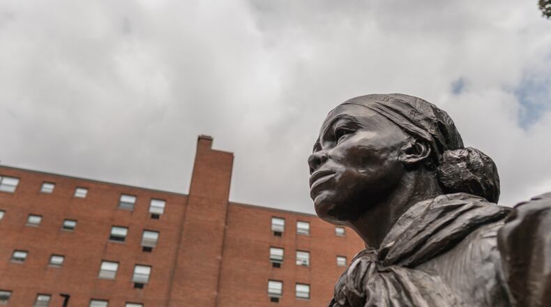 Close-up of Harriet Tubman Statue in Boston's South End neighborhood. Tubman was an African-American abolitionist.