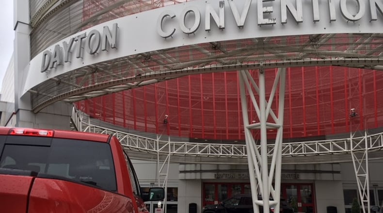 A new Dodge Ram truck outside the Dayton Convention Center, where the Dayton Auto Show opens Thursday. THOMAS GNAU/STAFF