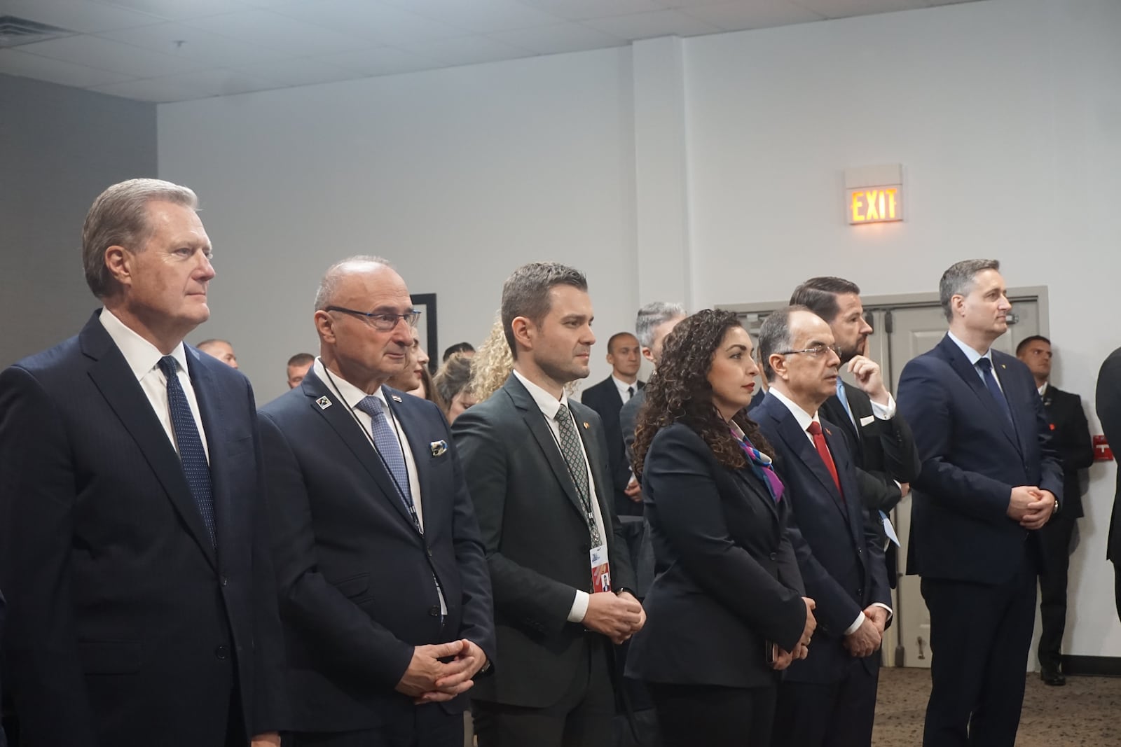 U.S. Rep. Mike Turner, left, with delegates from the NATO Parliamentary Assembly at the Richard Holbrooke Hope Hotel and Conference Center Sunday. Photo by Turner's staff.