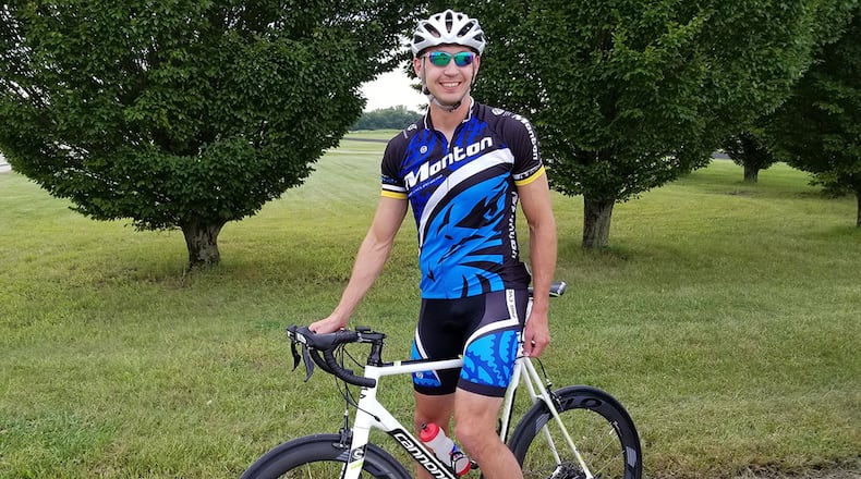 Mike Greiner with Air Force Research Laboratory rode his second Blue Streak Time Trial Sept. 11 as a way to ‘keep my competitive edge.’ His time of 24:15 gave him a 24.7 mph average and 26th place overall. (Contributed photo/Chuck Smith)