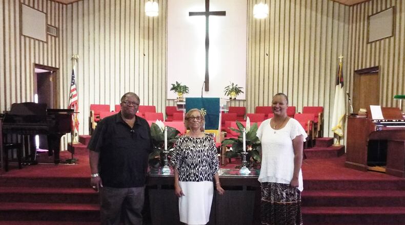 The Rev. Shelby Walker (from left), Elder Ruby Kavanaugh and co-pastor the Rev. Dr. Crystal Walker in the sanctuary of Summit Christian Church, celebrating its 105th anniversary Oct. 13-15. CONTRIBUTED