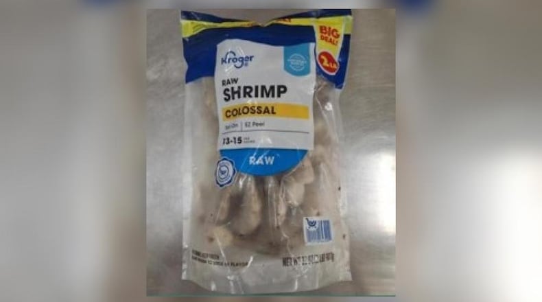 Packages of frozen Kroger shrimp, along with others, were recalled as an FDA investigation into cesium-137 found on shrimp shipments from an Indonesia company continues. PROVIDED / FDA