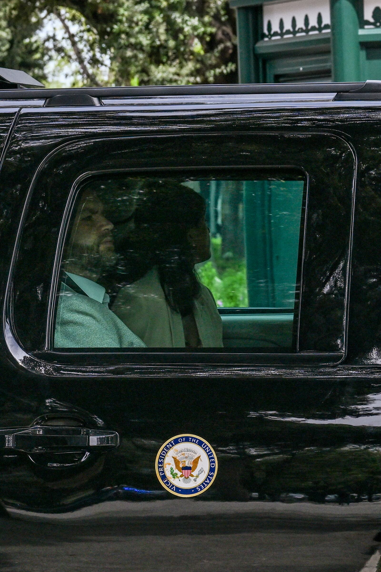 U.S. Vice President JD Vanc and his family arrives at Basilica Papale di San Paolo Fuori le Mura (Basilica of Saint Paul Outside the Walls) to attend Easter mass, in Rome, Italy, Sunday, April 20, 2025. (Kenny Holston/Pool Photo via AP)