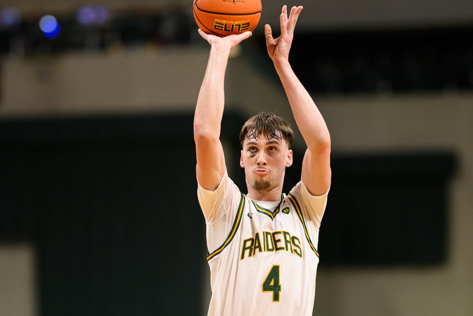 Wright State University freshman Kellen Pickett shoots a free throw during their 85-73 victory over IU Indy in a Horizon League game on Thursday, Feb. 19, 2026 at the Nutter Center. JEREMY MILLER / CONTRIBUTED PHOTO