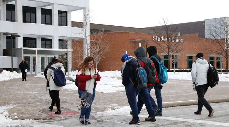 FILE: Staff, Faculty and student parking lots remained full on Tuesday despite Wright State Universitys faculty union going on strike at 8 a.m. Tuesday marked the start of the second week of classes for spring semester at Wright State. Despite the strike, all classes are scheduled to continue today. But, some classes may be consolidated, moved online or taught by a substitute, according to the school. President Cheryl Schrader, an engineer, plans to return to the classroom during the strike. TY GREENLEES / STAFF