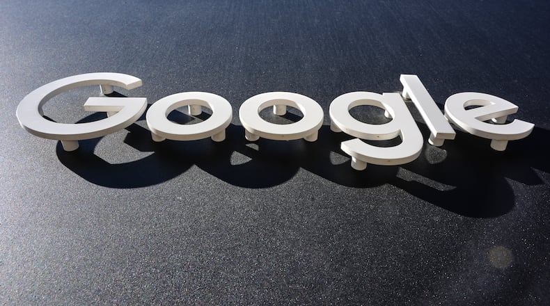 FILE -This is the Google logo on a building in New York, Oct. 27, 2025. (AP Photo/Gene J. Puskar, File)