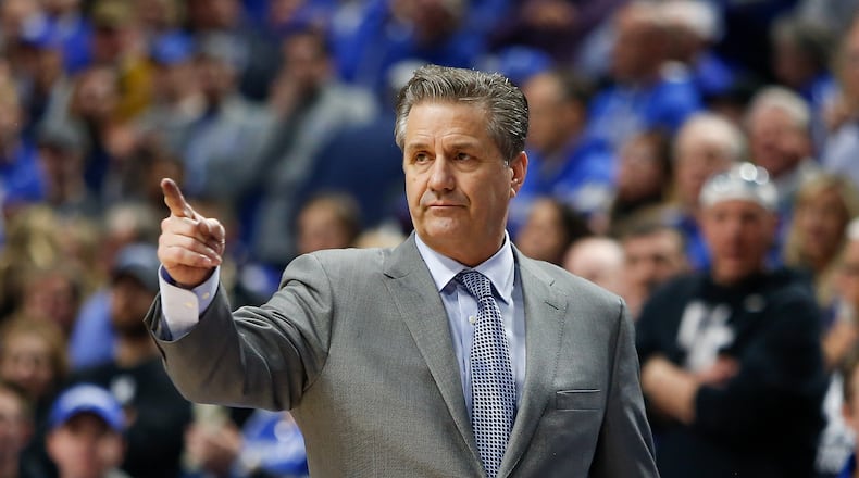LEXINGTON, KY - JANUARY 30: Head coach John Calipari of the Kentucky Wildcats reacts against the Vanderbilt Commodores during the second half at Rupp Arena on January 30, 2018 in Lexington, Kentucky. (Photo by Michael Reaves/Getty Images)